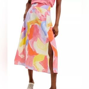 NWT French Connection Multicolor Abstract A-Line Skirt
